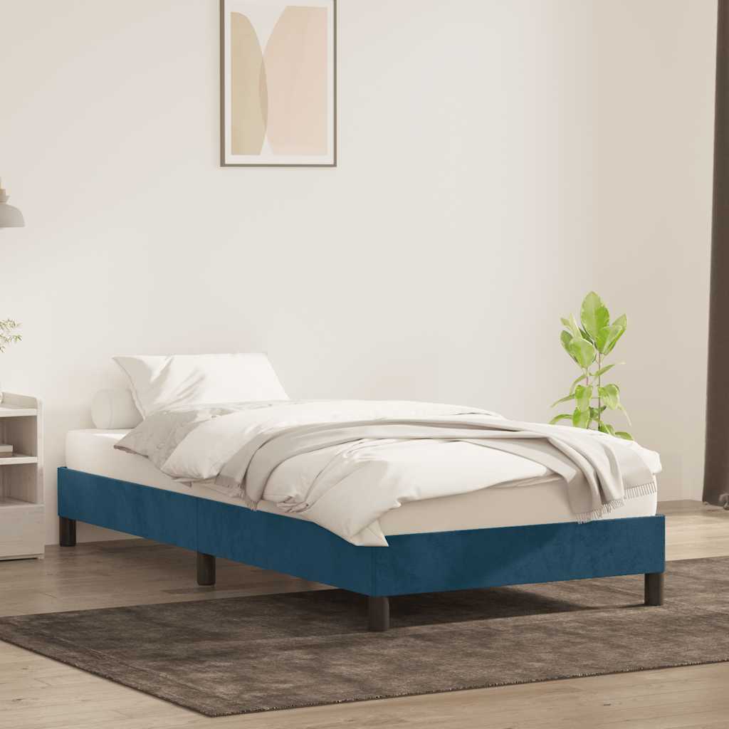 Estrutura de cama sem colchão 90x220 cm veludo azul-escuro