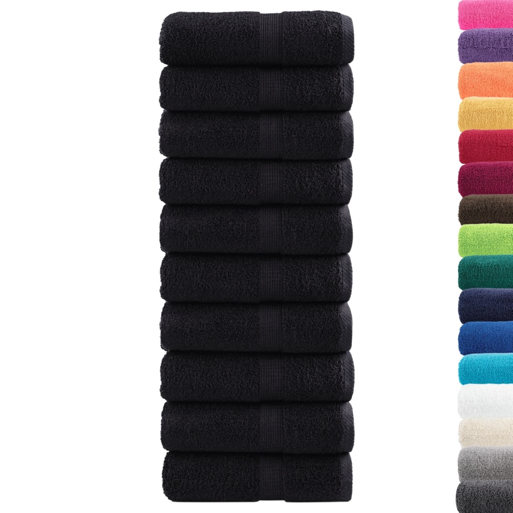 Toalhas de rosto premium solund 10 unidades, pretas, 30x30 cm, 600 g/m²