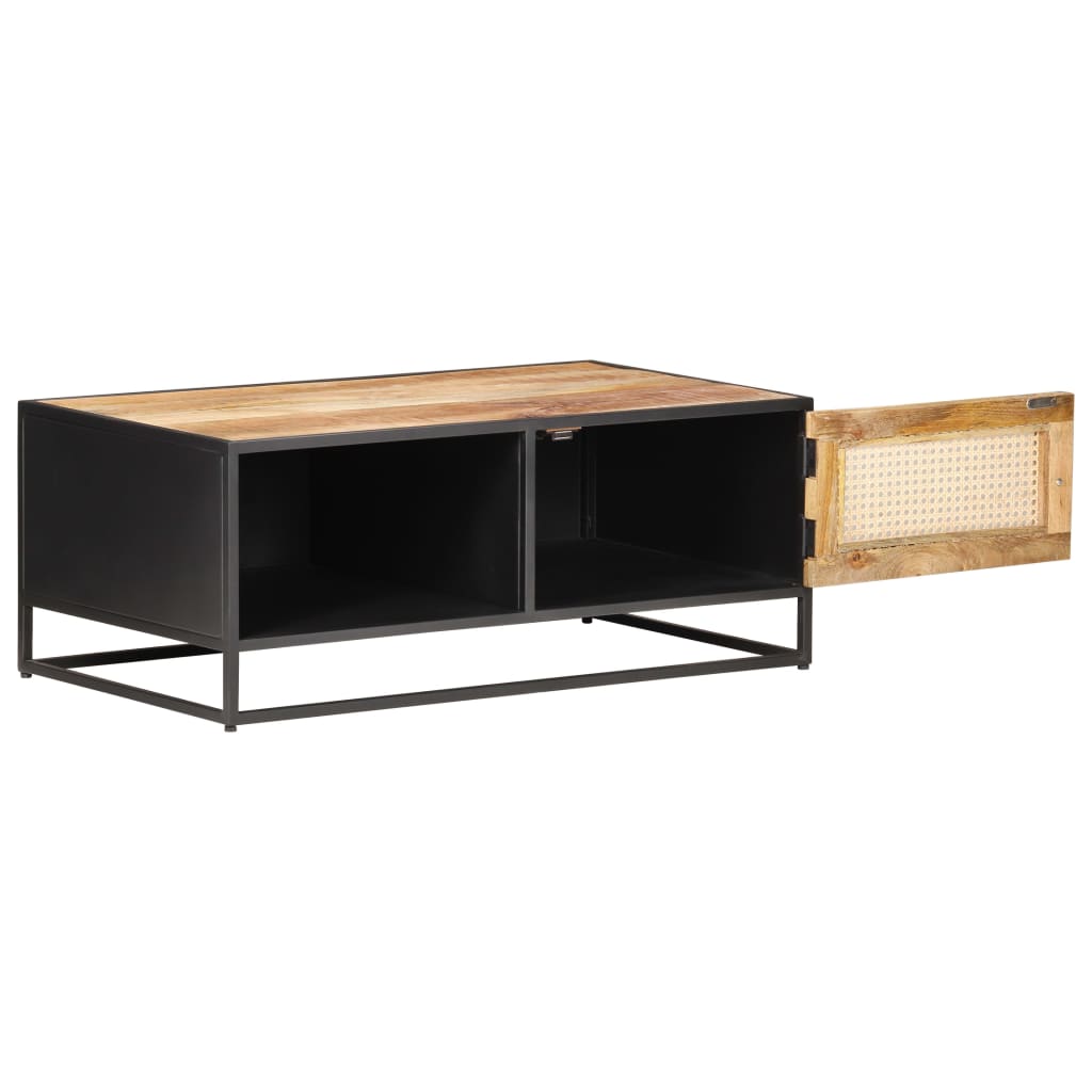 Mesa de centro 90x50x35 cm mangueira áspera e palhinha natural