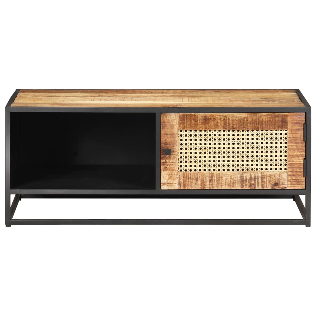 Mesa de centro 90x50x35 cm mangueira áspera e palhinha natural