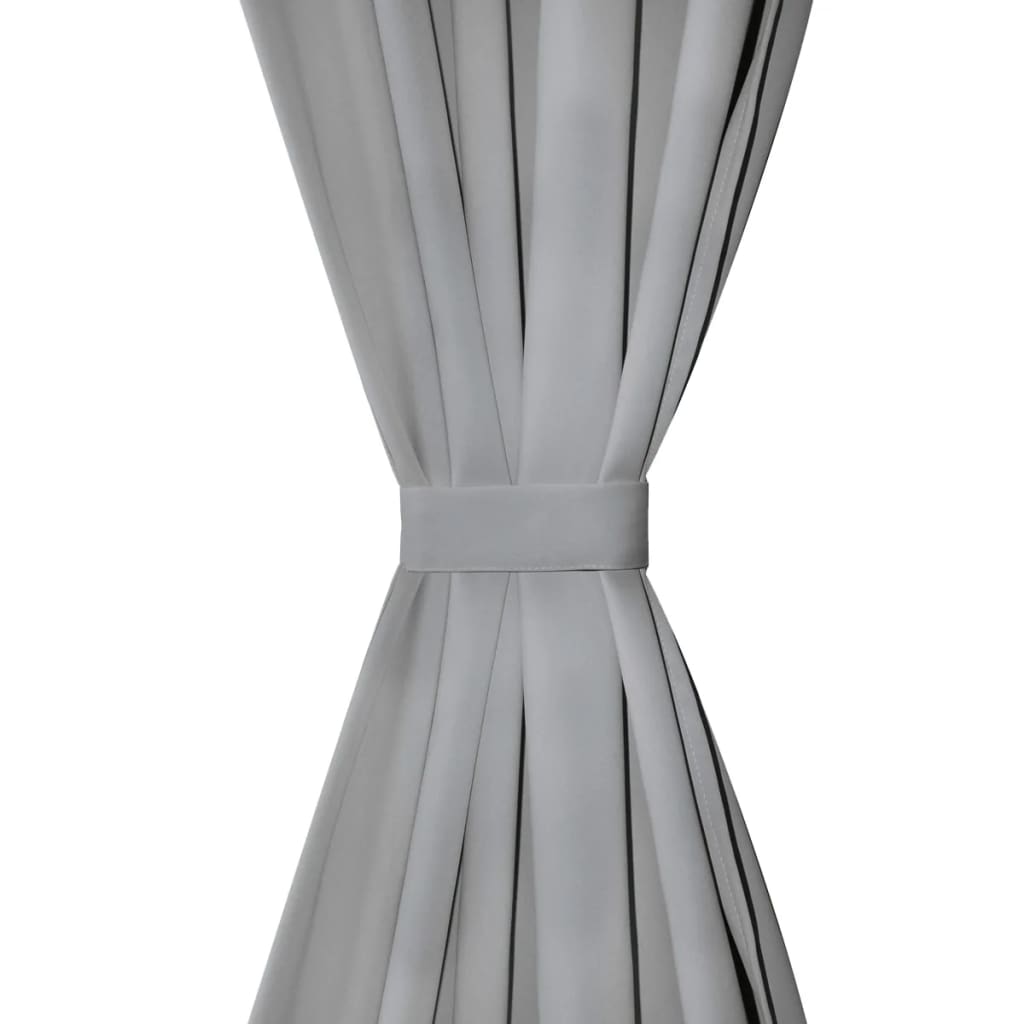 Cortinas de cetim com presilhas 2 pcs 140x225 cm cinzento