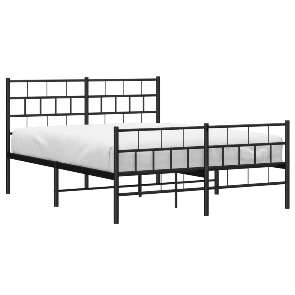 Estrutura de cama com cabeceira e pés 140x190 cm metal preto