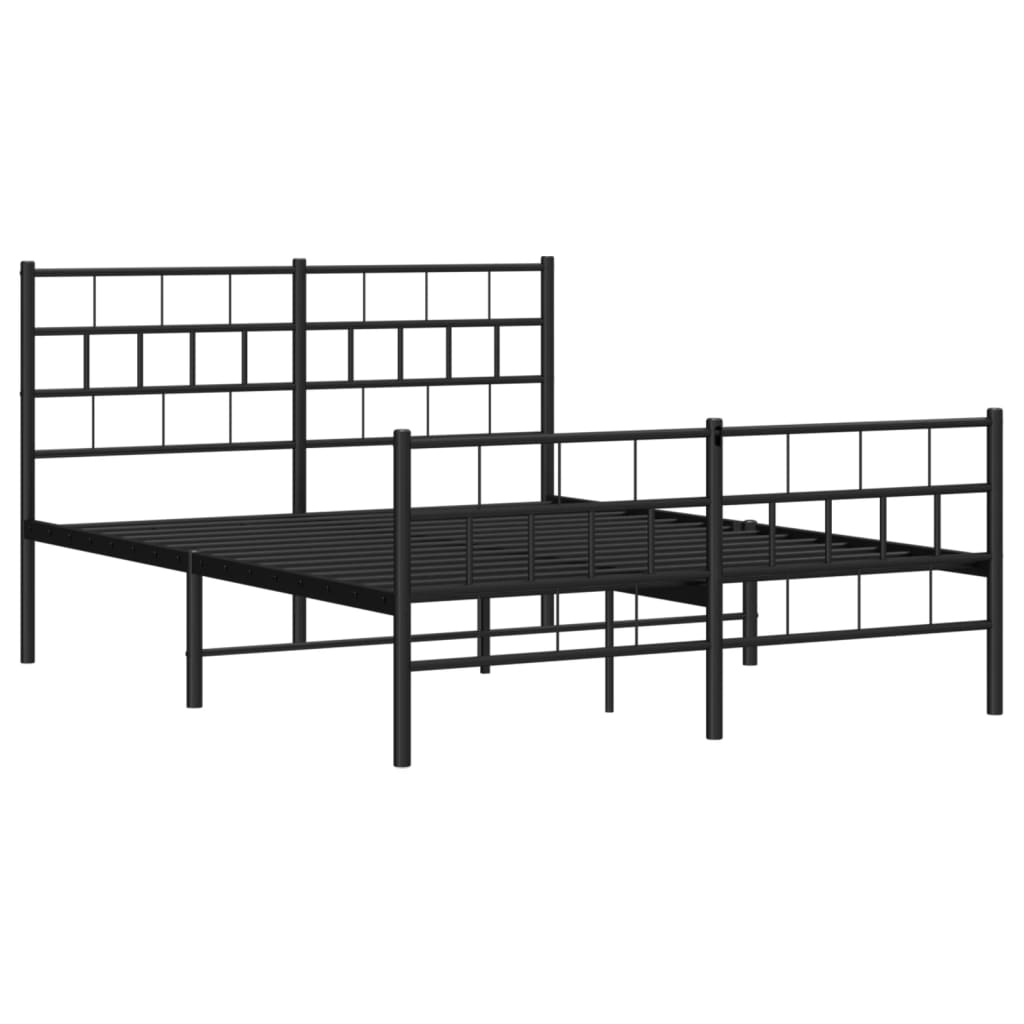 Estrutura de cama com cabeceira e pés 140x190 cm metal preto