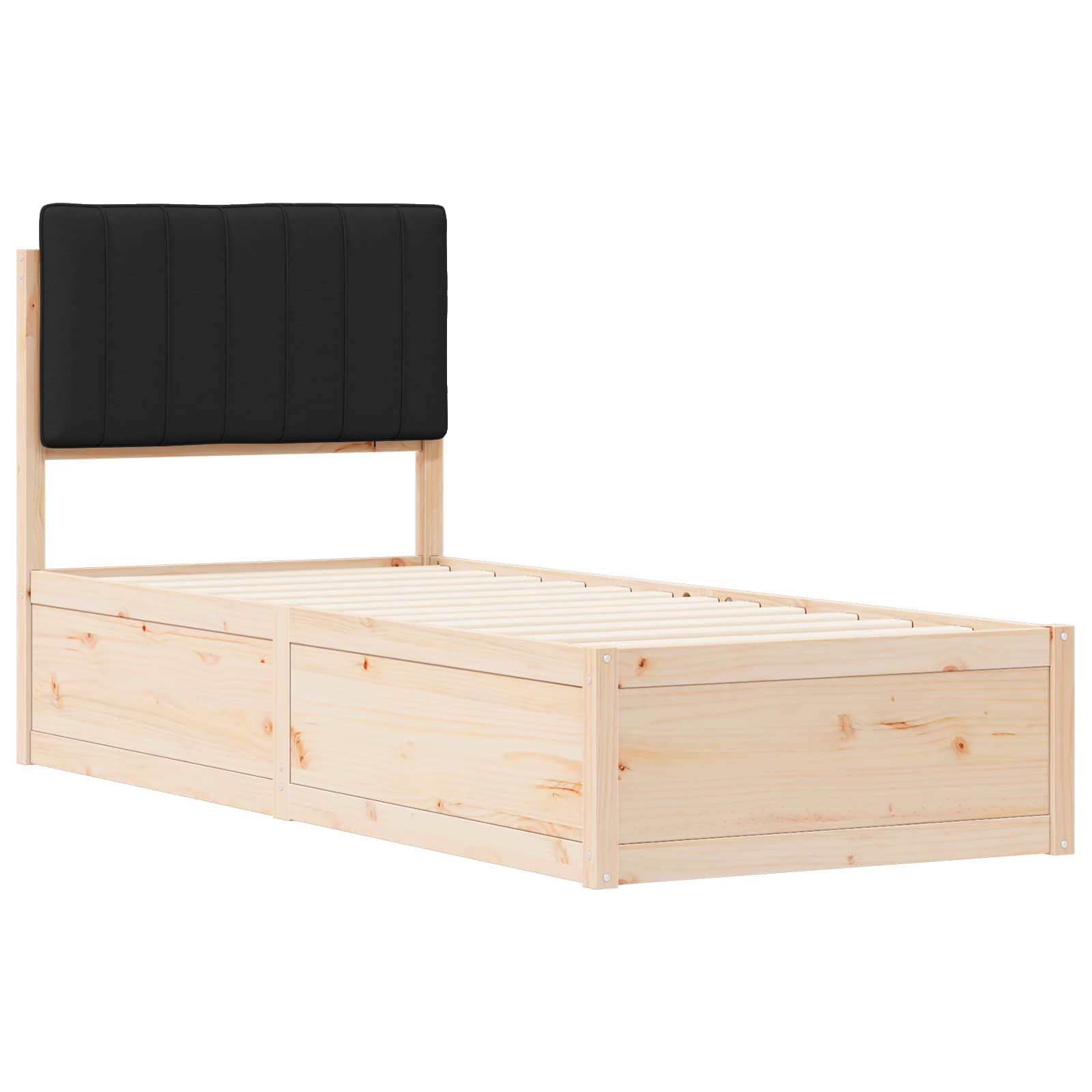 Estrutura de cama com cabeceira estofada preto 75 x 190 cm