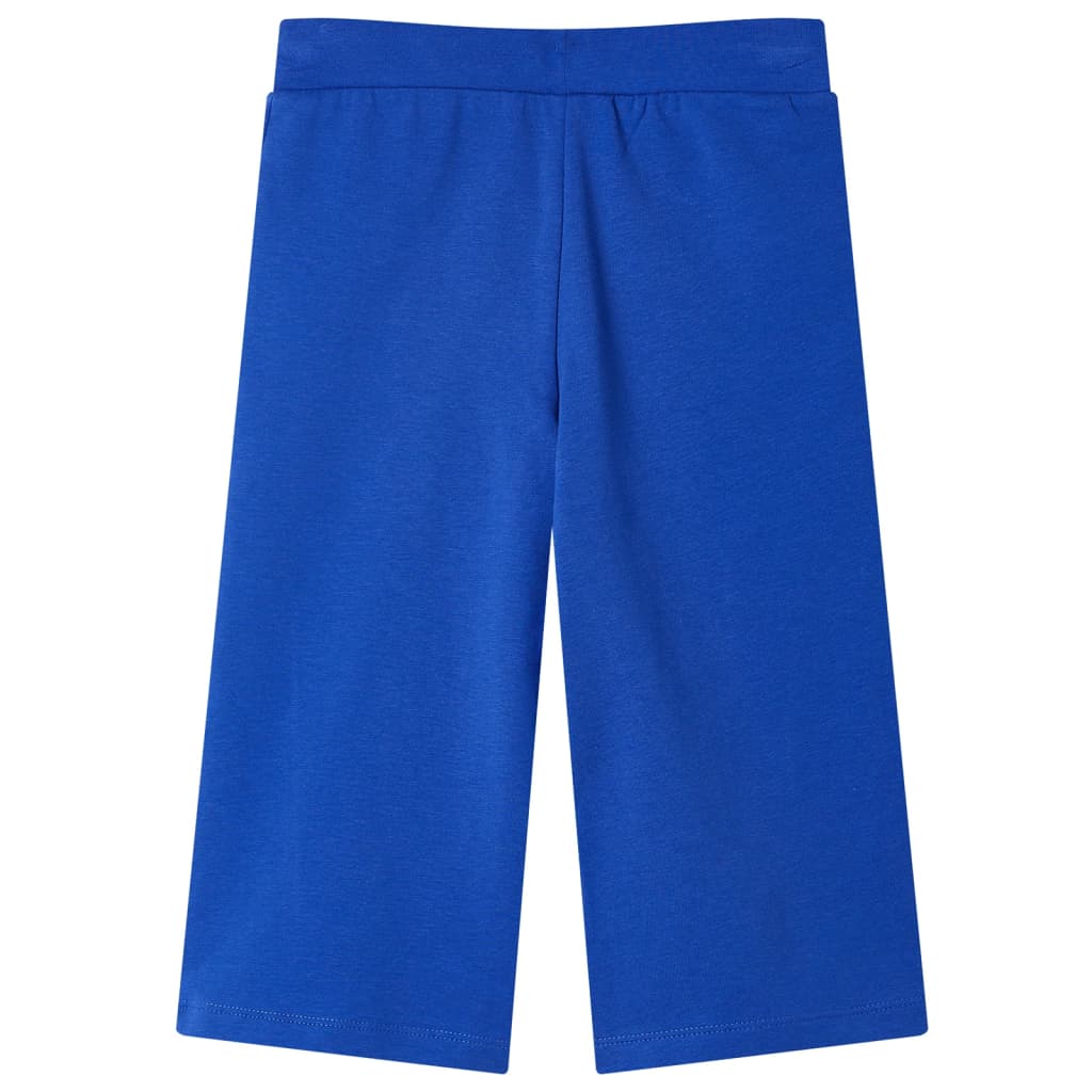 Calças de criança com pernas largas azul-cobalto 128