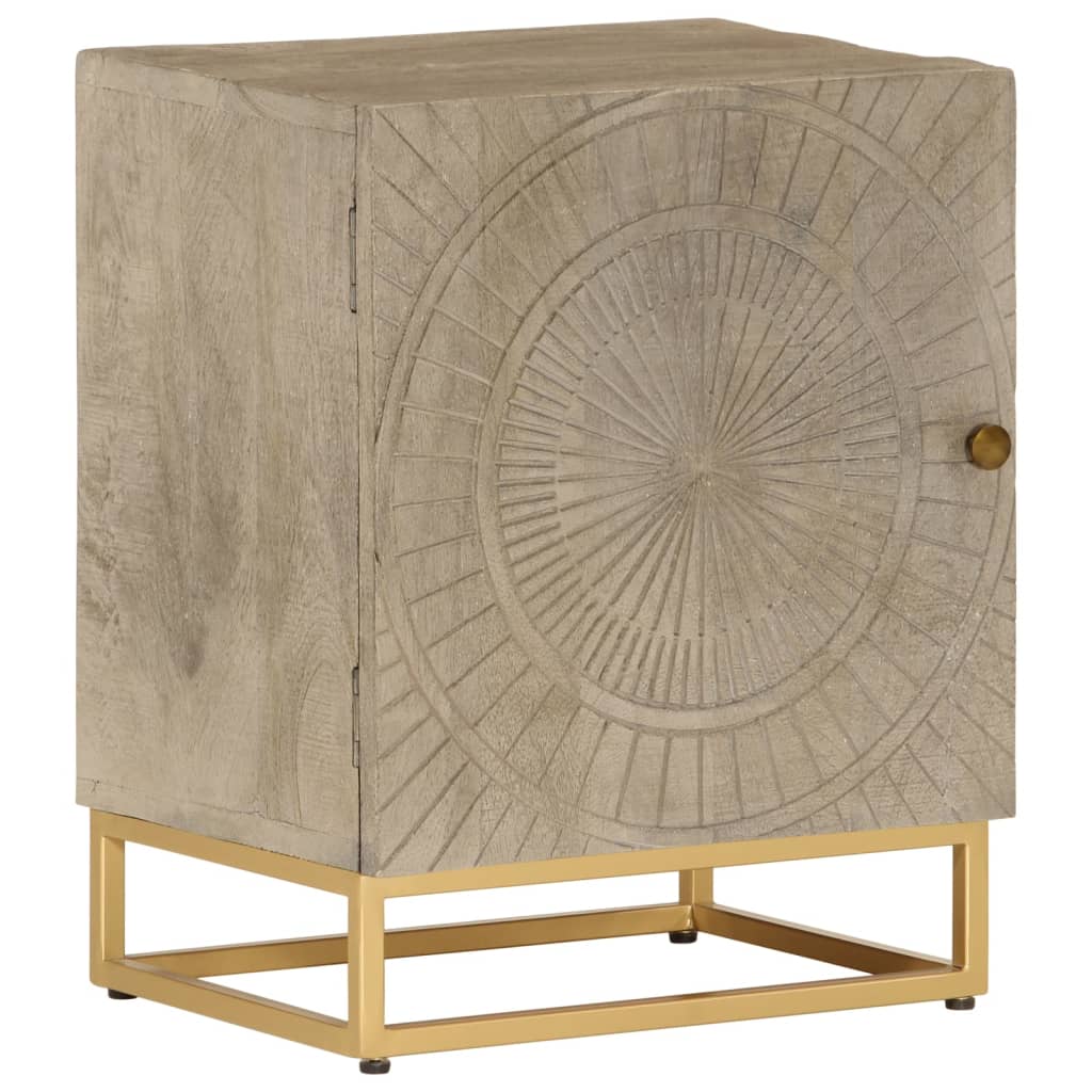 Mesa de cabeceira 40x30x50 cm madeira de mangueira maciça/ferro