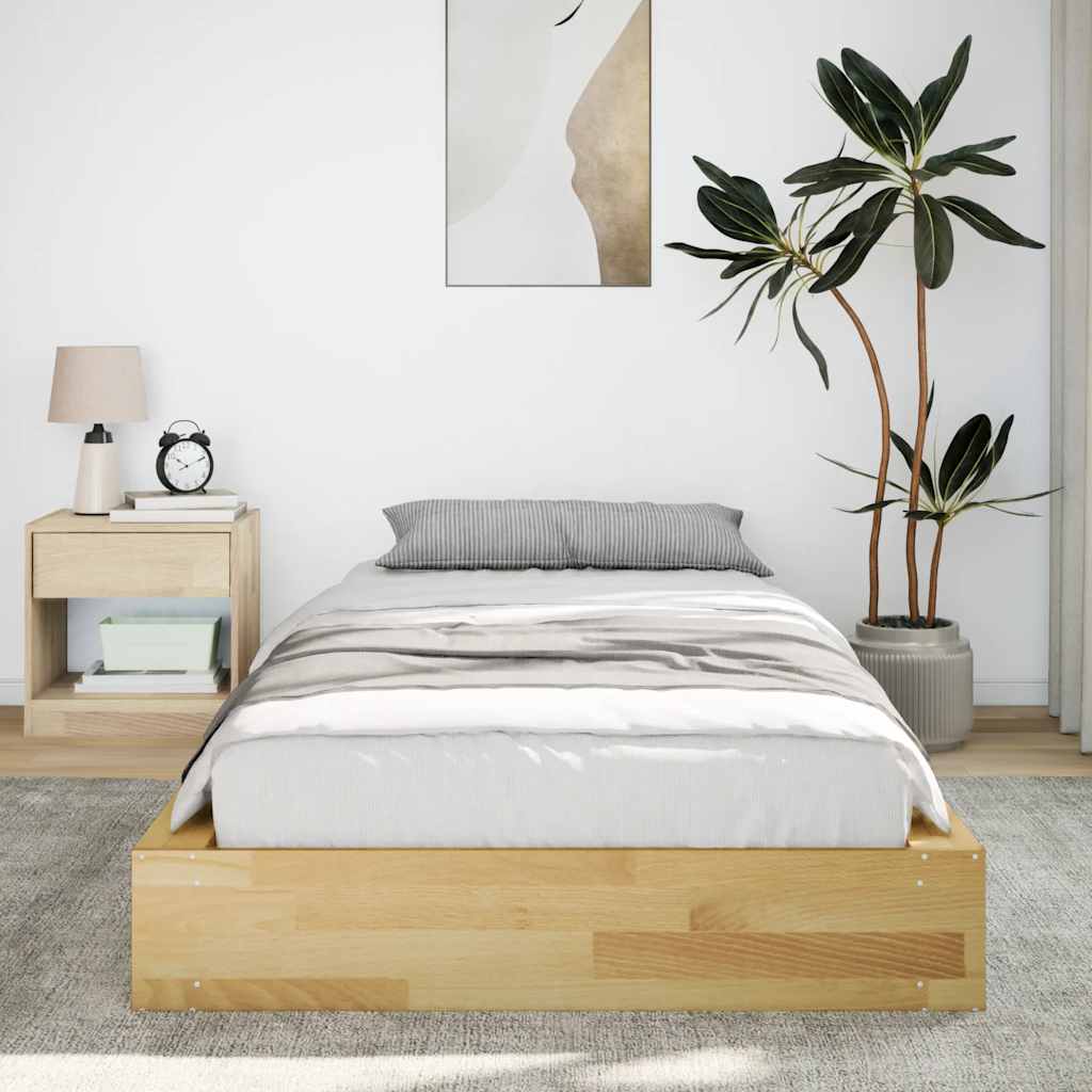 Estrutura de cama sem colchão 80x200 cm madeira maciça carvalho