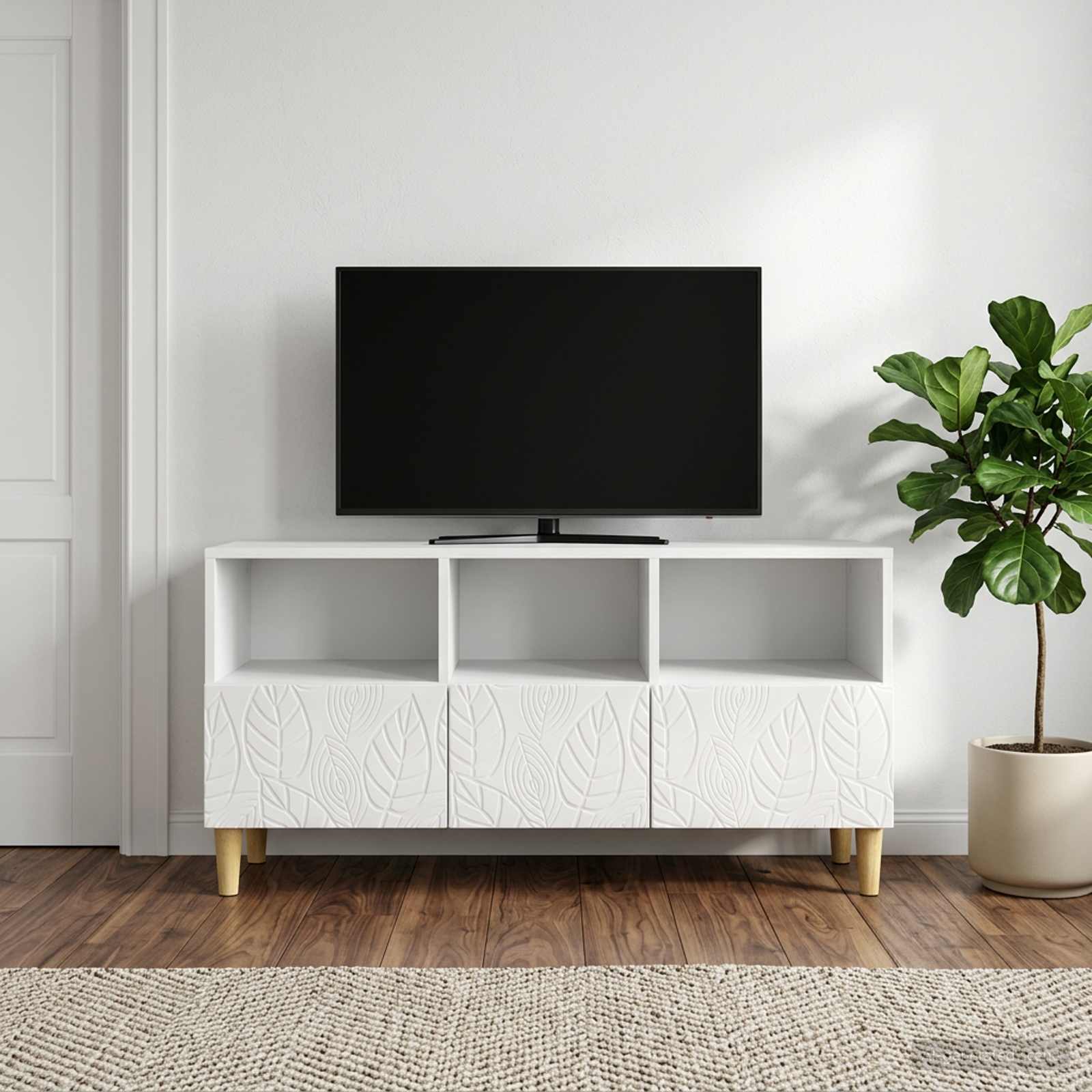 Gabinete para TV 102 x 34,5 x 50 cm branco brilhante