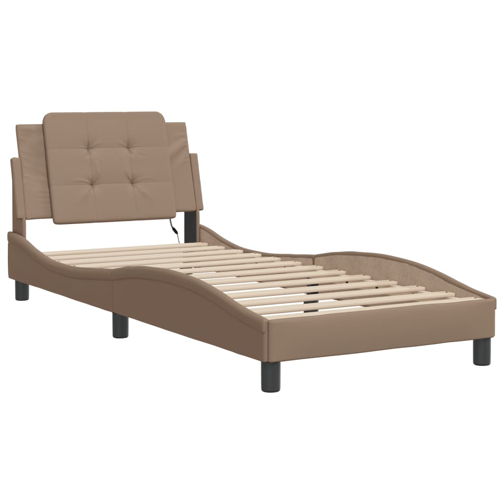 Estrutura de cama com LED sem colchão zadar 80x200cm cappuccino