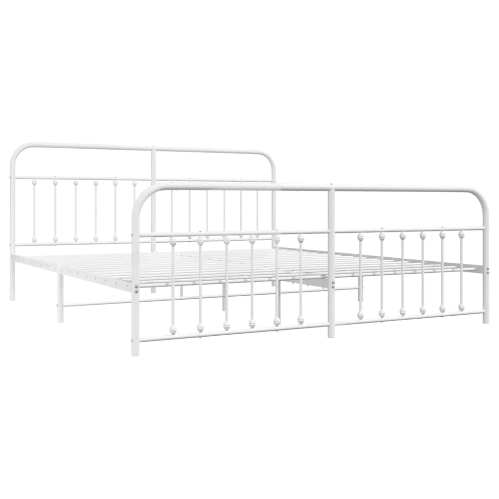 Estrutura de cama com cabeceira e pés 200x200 cm metal branco