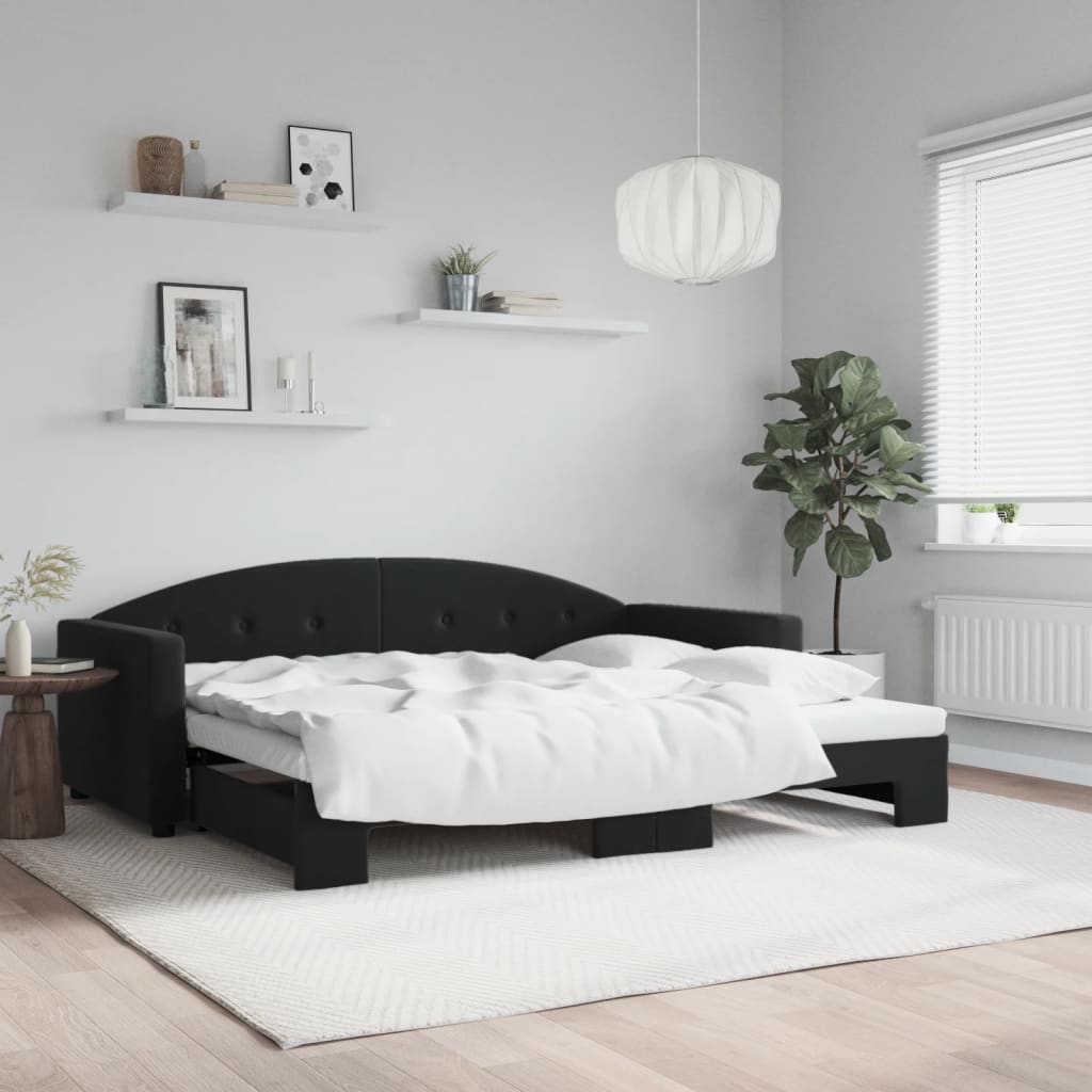 Sofá-cama com gavetão 90x190 cm veludo preto