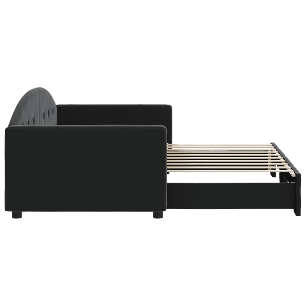 Sofá-cama com gavetão 90x190 cm veludo preto