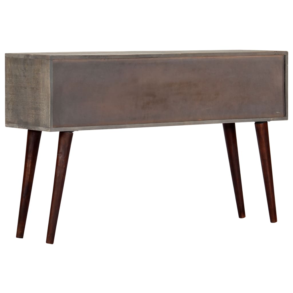 Mesa consola 120x35x75 cm mangueira áspera maciça cinzento