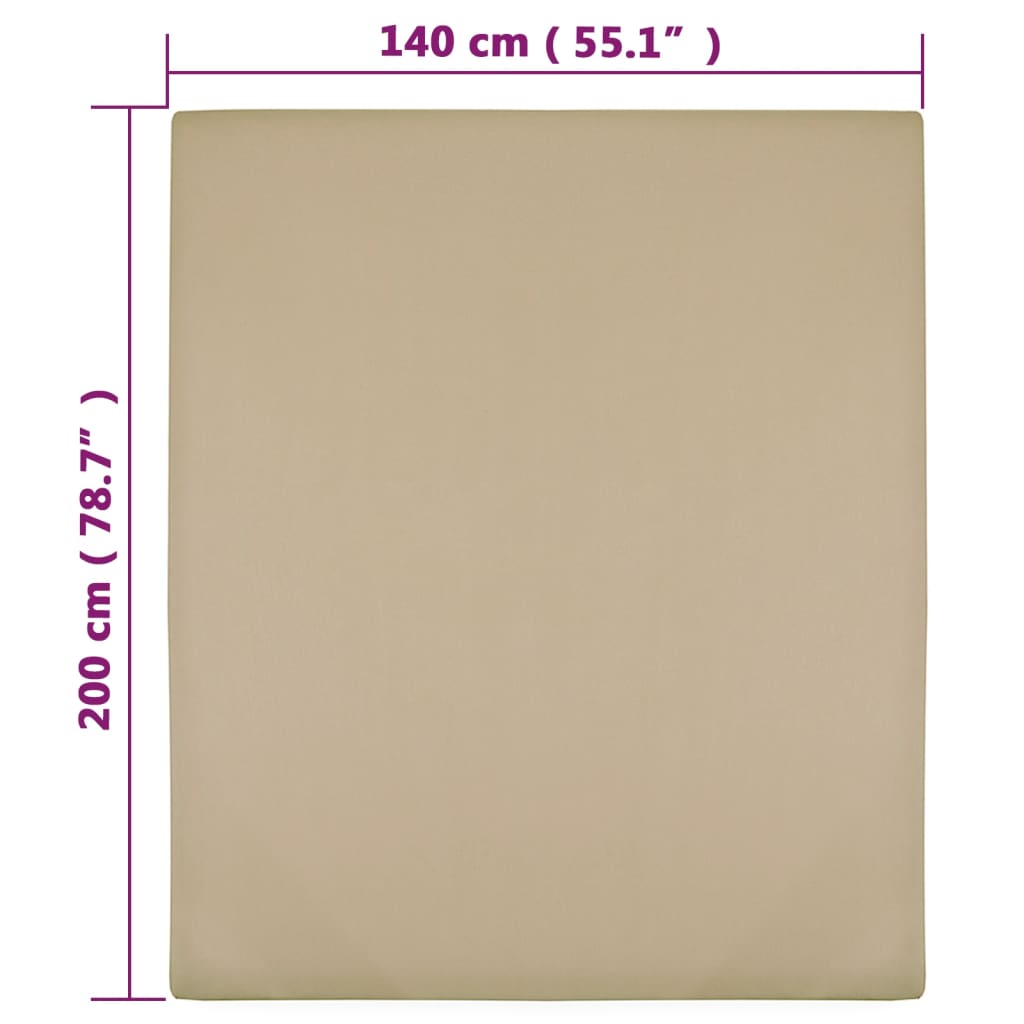 Lençóis ajustáveis 2 pcs 140x200 cm algodão jersey