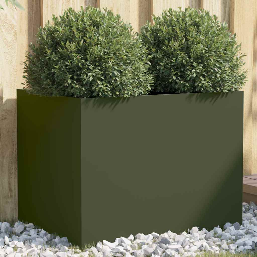 Vaso/floreira 62x47x46 cm aço verde azeitona