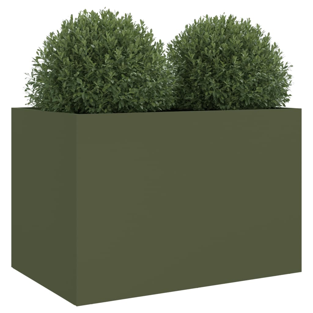 Vaso/floreira 62x47x46 cm aço verde azeitona