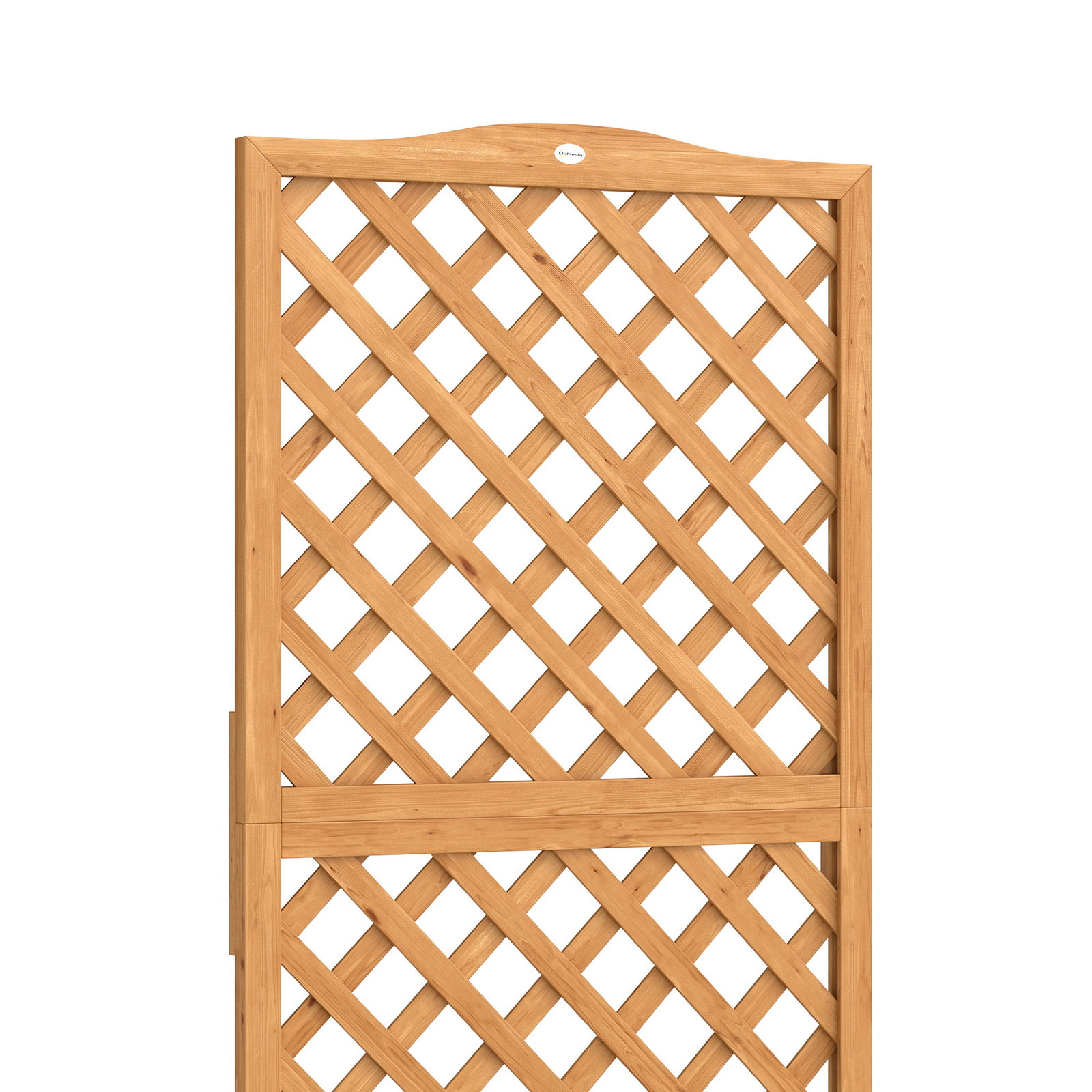 Floreira com treliça de madeira com 2 caixas dobráveis base de ripas vaso elevado 73x70x170 cm madeira