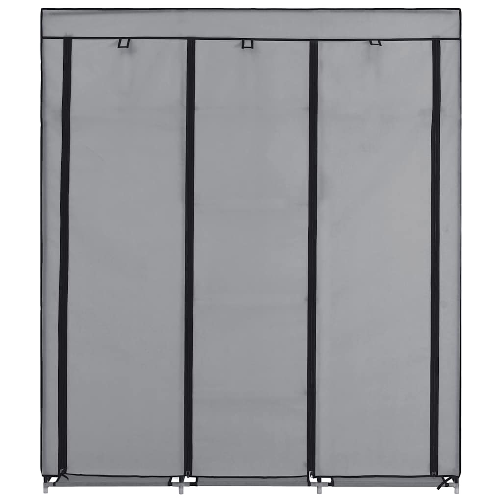 Roupeiro c/ compartimentos e varões 150x45x175 cm tecido cinza