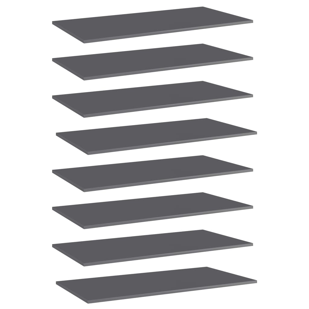 Prateleiras para estante 8 pcs 80x30x1,5cm contraplacado cinza