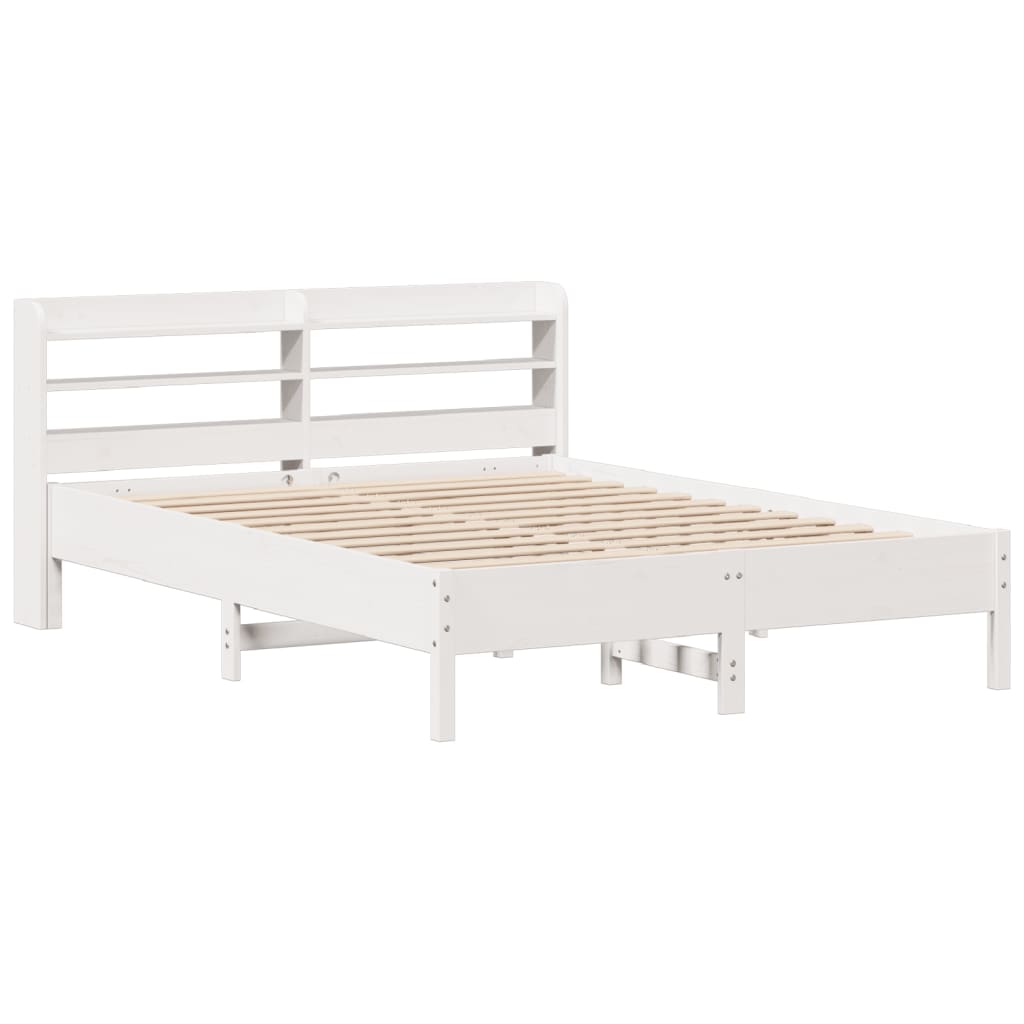 Cama sem colchão 135x190 cm madeira de pinho maciça branco