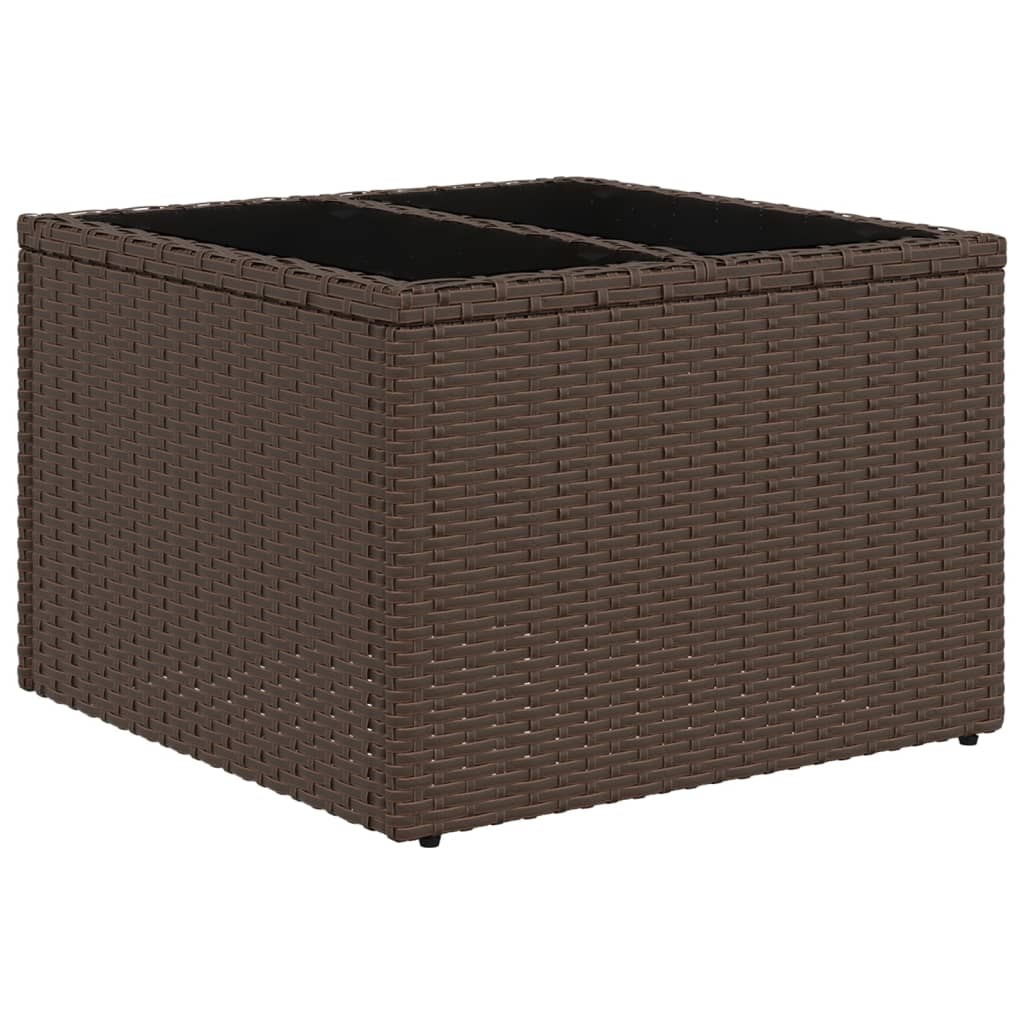 6 Pcs conjunto de sofás jardim c/ almofadões vime PE castanho