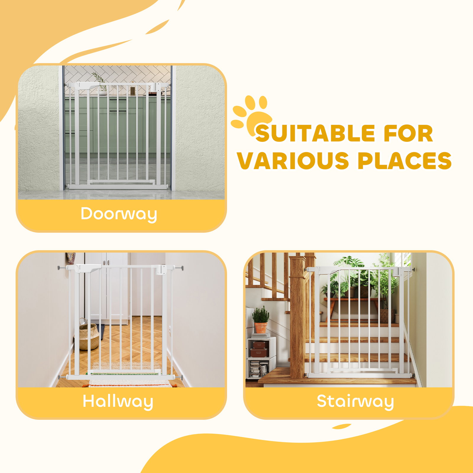 Barreira de segurança para crianças e cães largura 76-82 cm duplo fecho automático abertura em dois sentidos branco