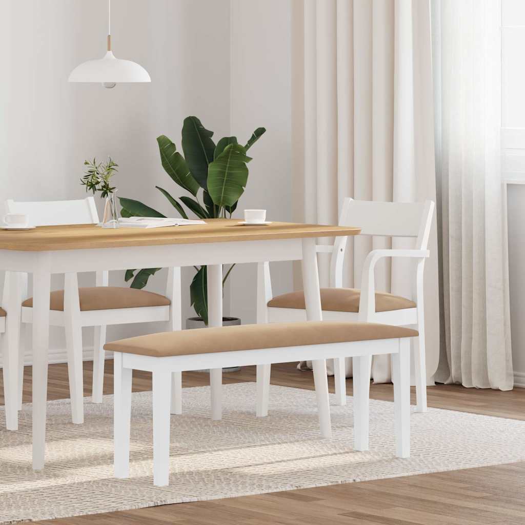 Banco 110 cm madeira seringueira maciça branco