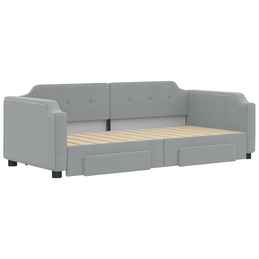 Sofá-cama c/ gavetão e gavetas 100x200 cm tecido cinzento-claro