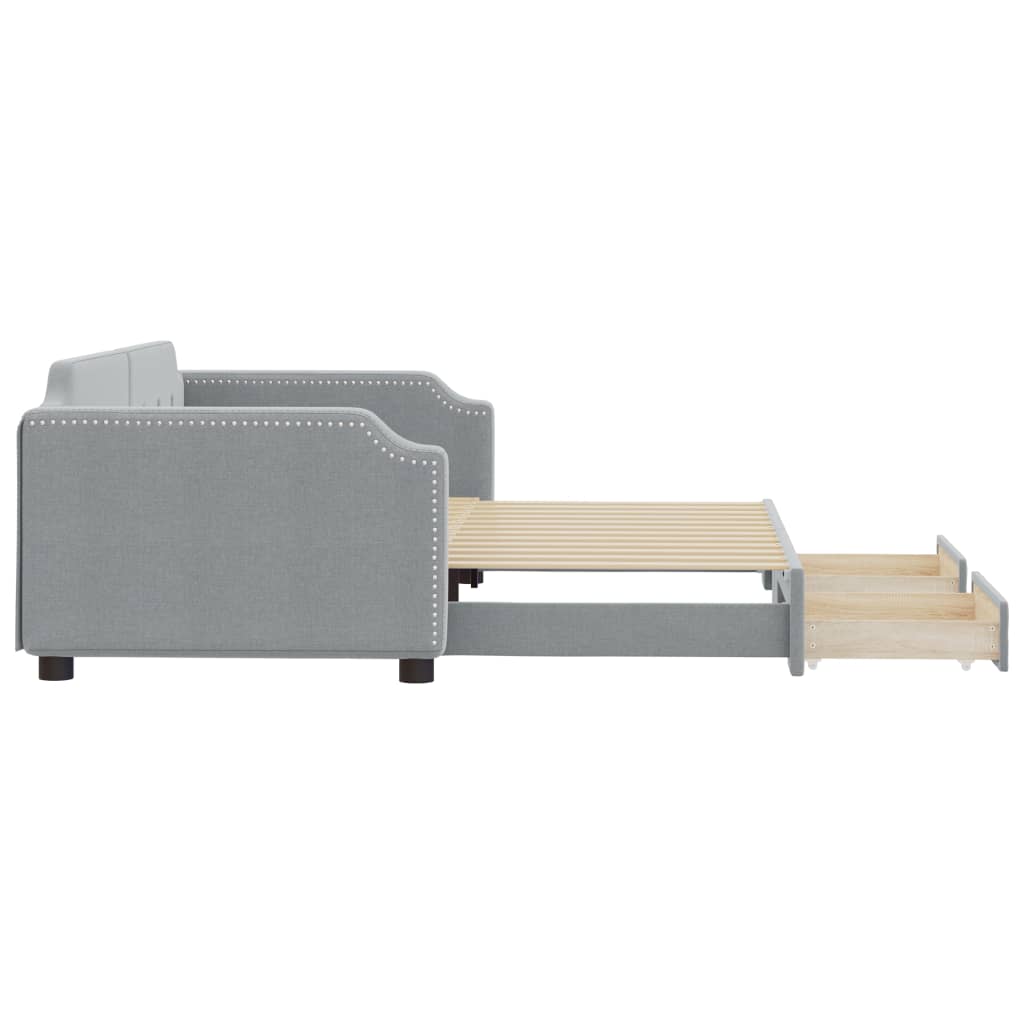 Sofá-cama c/ gavetão e gavetas 100x200 cm tecido cinzento-claro