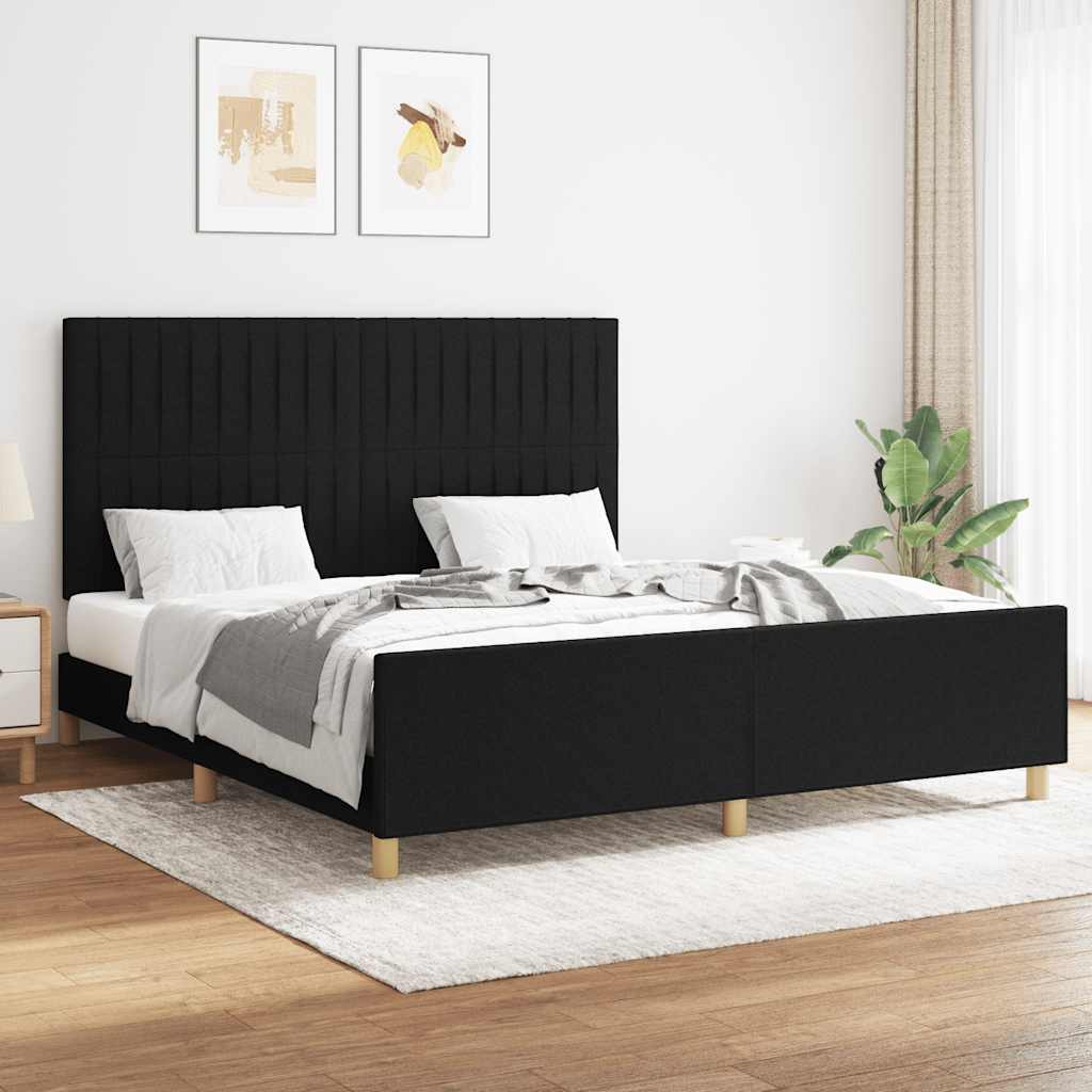 Estrutura de cama sem colchão 160x200 cm tecido preto