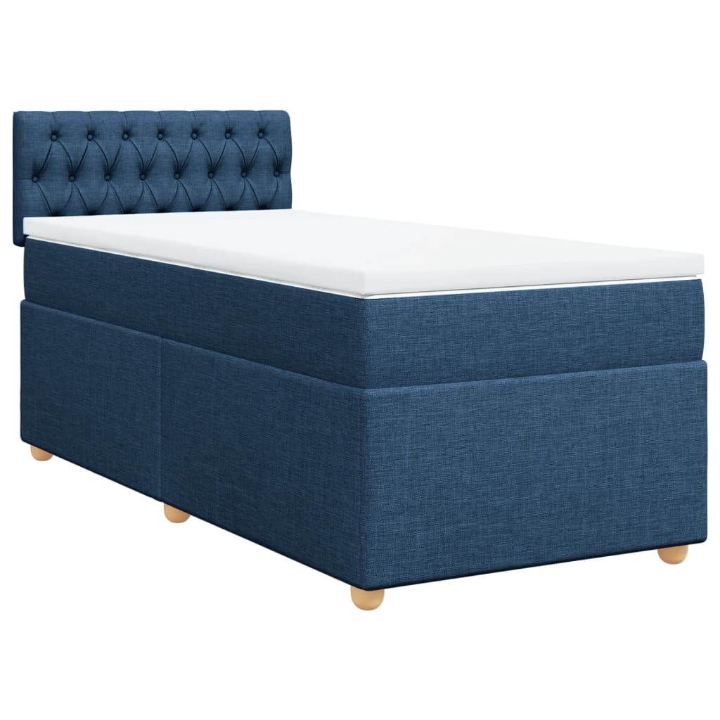 Cama com molas/colchão 90x200 cm tecido azul