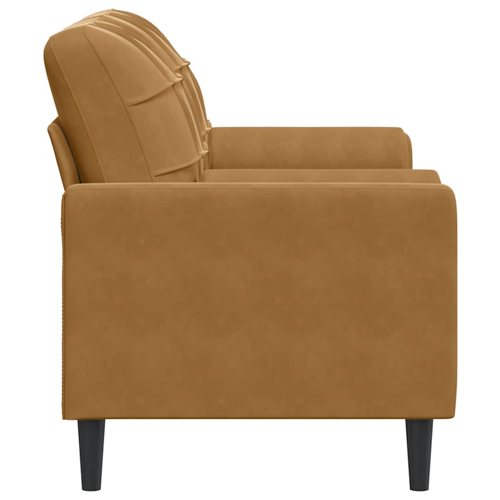 Sofá 2 lugares c/ almofadas decorativas 140 cm veludo castanho