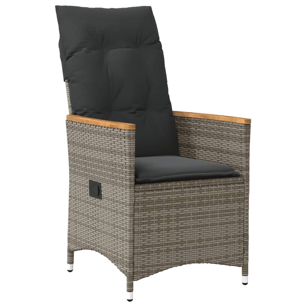 Cadeiras jardim reclináveis 2 pcs c/ almofadões vime PE cinza