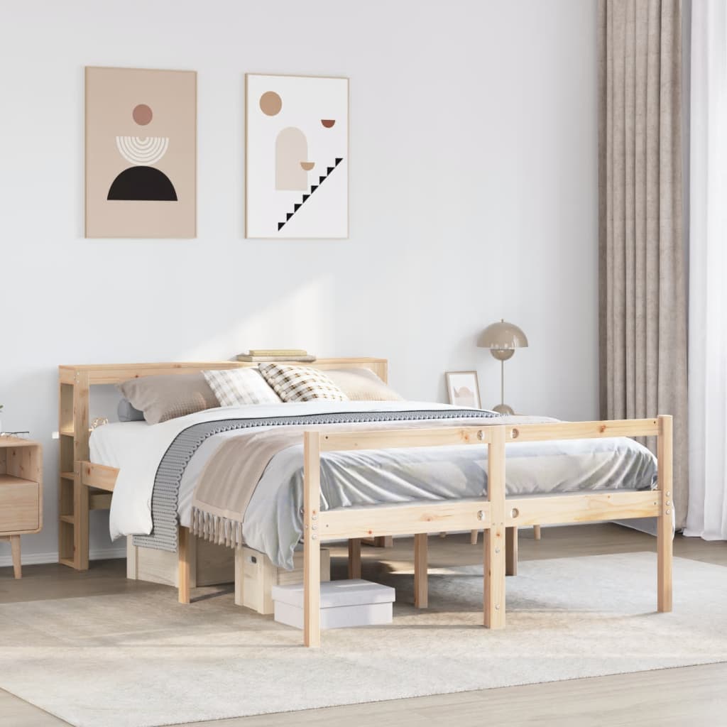 Cama para idosos com cabeceira 140x190 cm pinho maciço