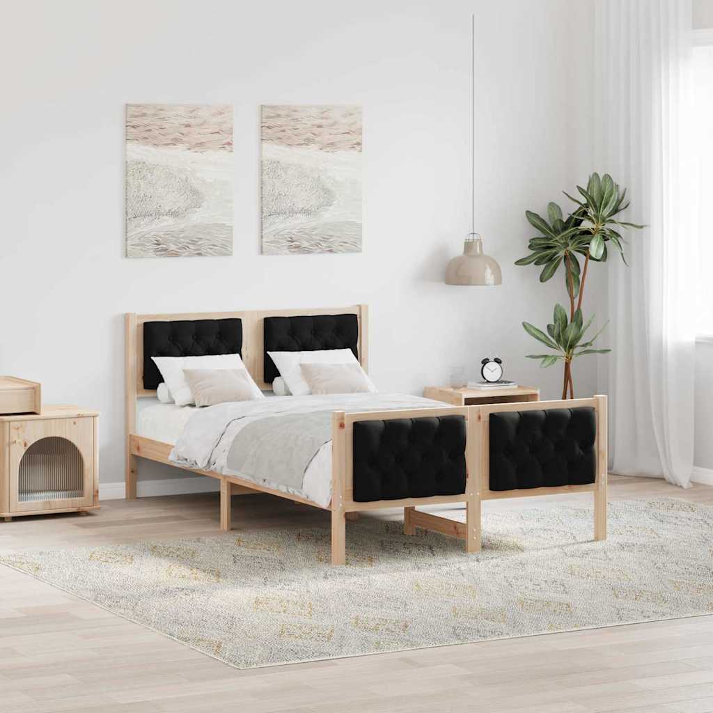 Estrutura da cama preto 135 x 190 cm madeira de pinheiro sólida