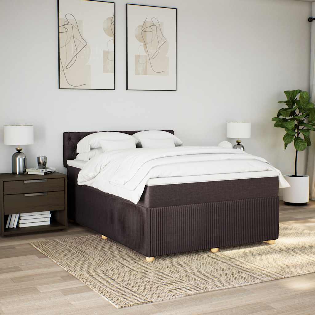 Cama com molas/colchão 140x190 cm tecido castanho-escuro