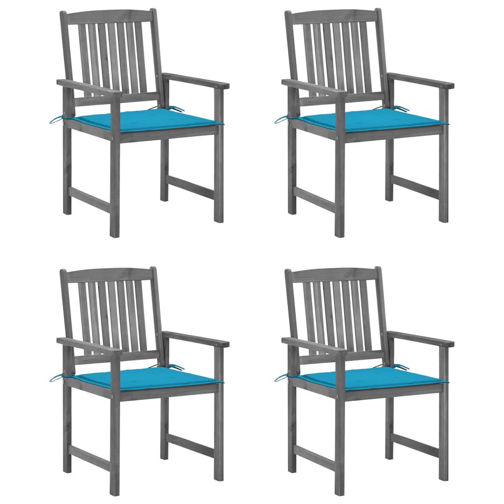 Cadeiras de jardim com almofadões 4 pcs acácia maciça cinza