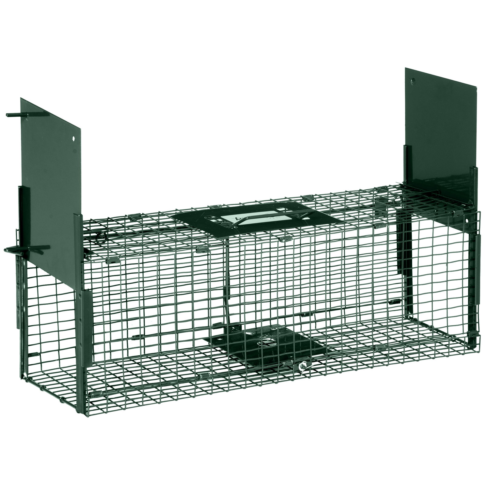 Armadilha para Animais Vivos 60x18x20 cm com 2 Portas, Pega e Estrutura em Aço para Ratos e Roedores - Verde