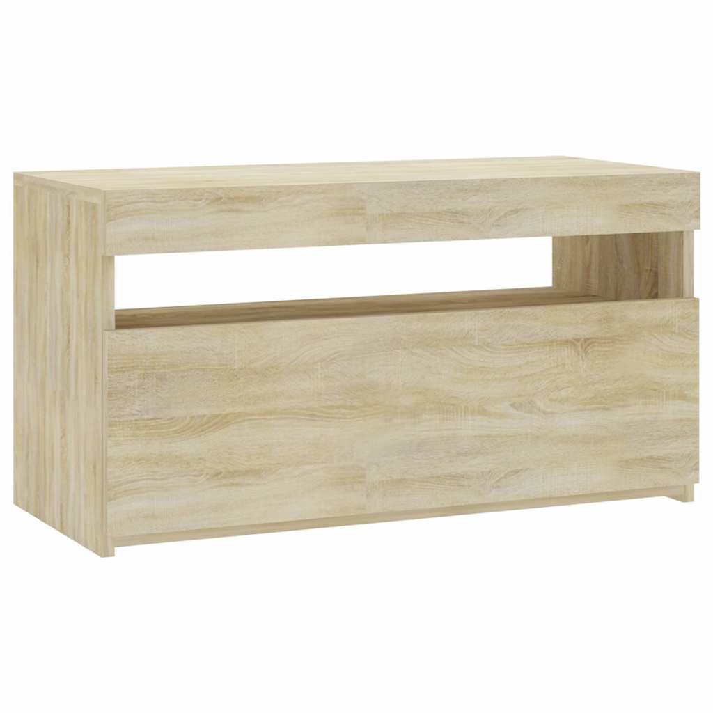 Móvel de TV com luzes LED 75x35x40 cm carvalho sonoma