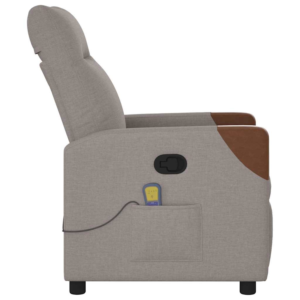 Poltrona de massagens reclinável tecido cinzento-acastanhado