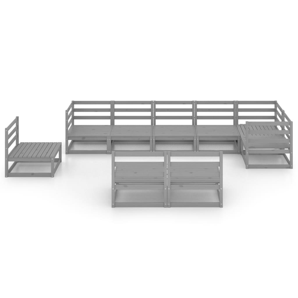 9 Pcs conjunto lounge de jardim pinho maciço cinzento