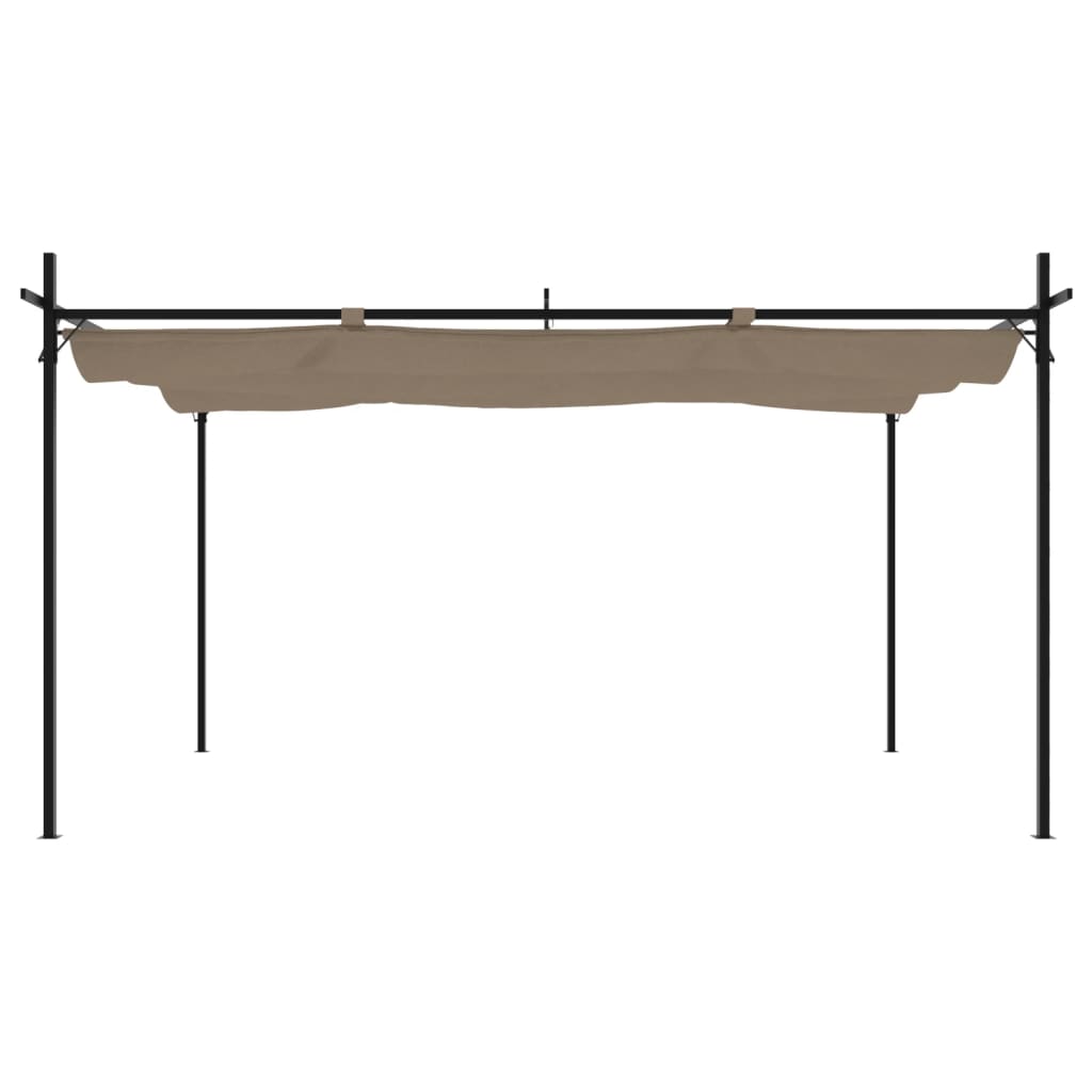 Pérgola com toldo retrátil 395x292x230 cm cor cinza-acastanhado