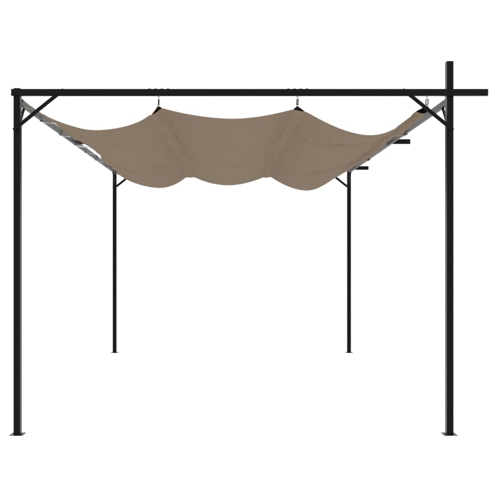 Pérgola com toldo retrátil 395x292x230 cm cor cinza-acastanhado