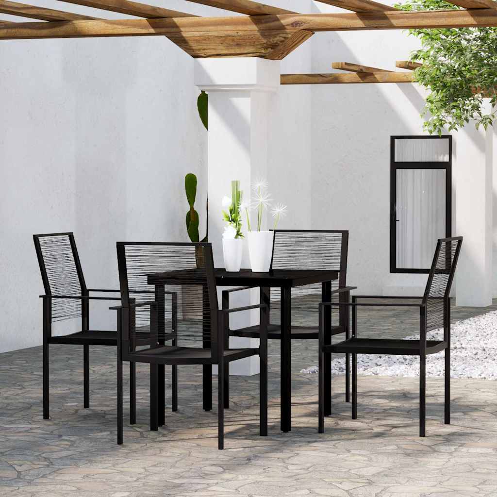 5 Pcs conjunto de jantar para jardim preto