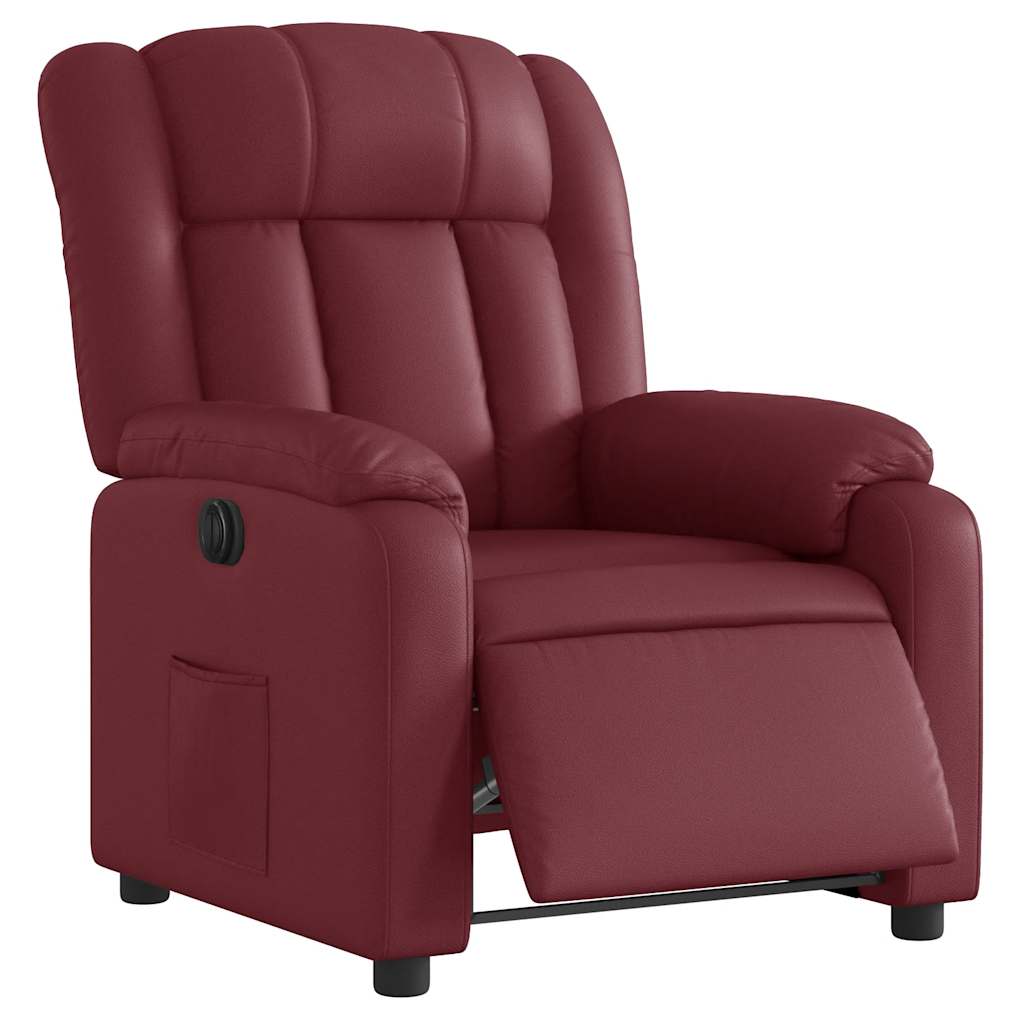 Poltrona reclinável elétrica couro artificial vermelho tinto