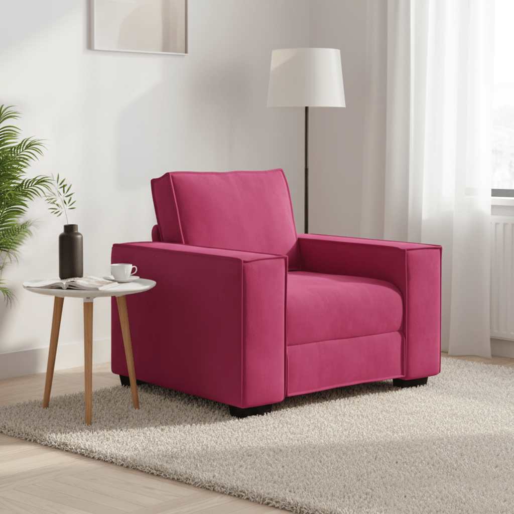 Poltrona 100x78x84 cm veludo vermelho-tinto
