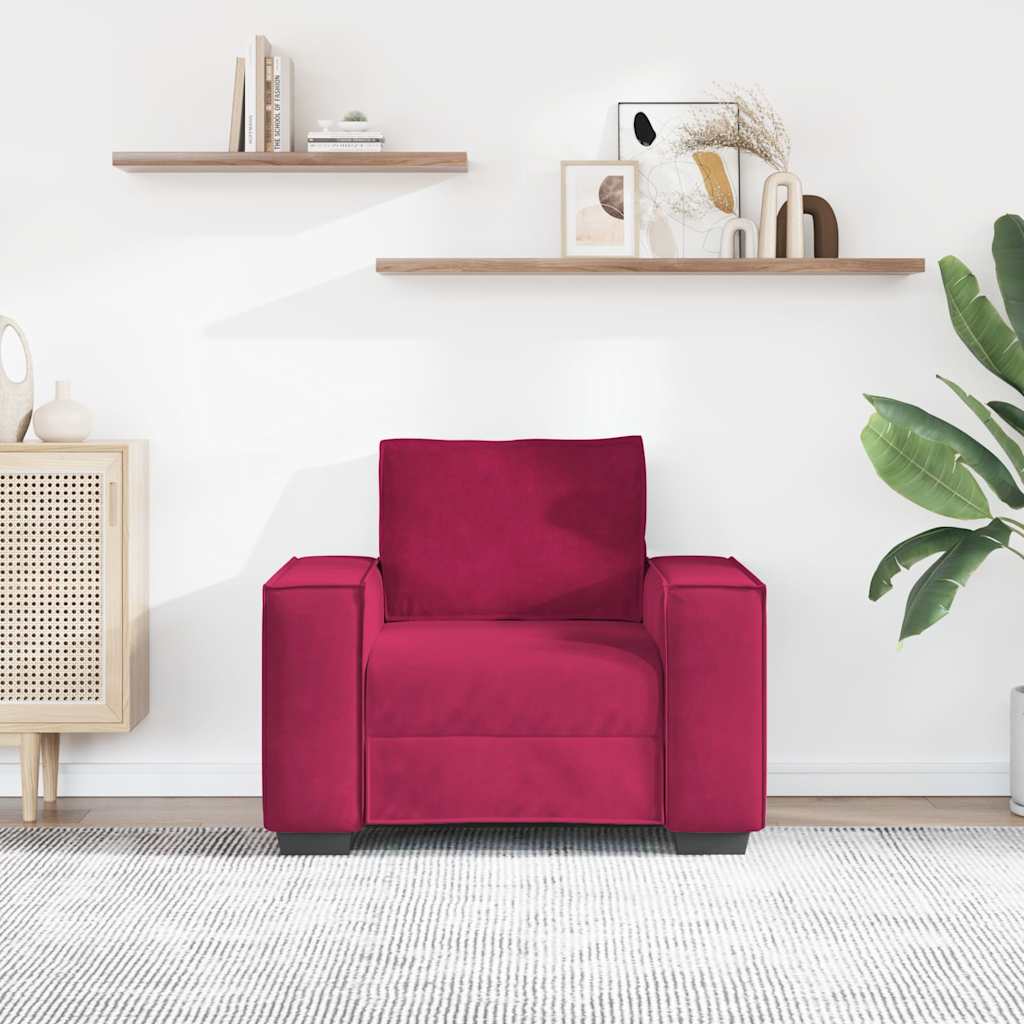 Poltrona 100x78x84 cm veludo vermelho-tinto