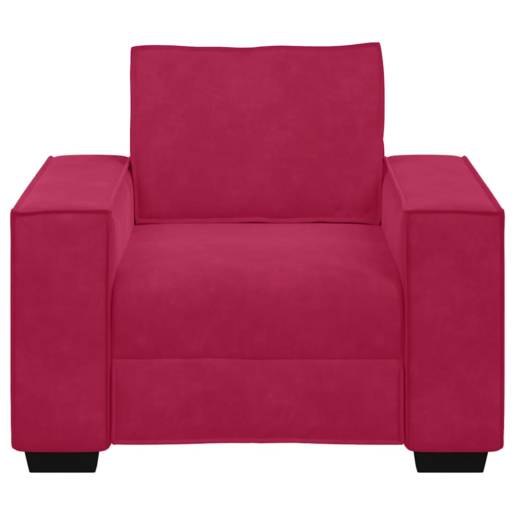 Poltrona 100x78x84 cm veludo vermelho-tinto