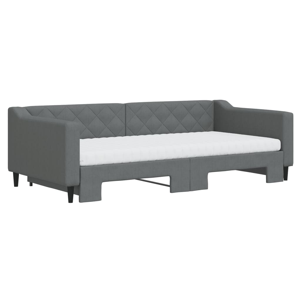 Sofá-cama c/ gavetão/colchões 100x200cm tecido cinzento-escuro