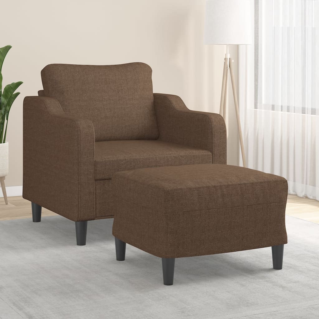 Poltrona com apoio de pés 60 cm tecido castanho
